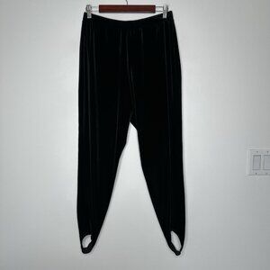 Jones New York Stirrup Pants Size 1X Black Velvet Pull on Vintage